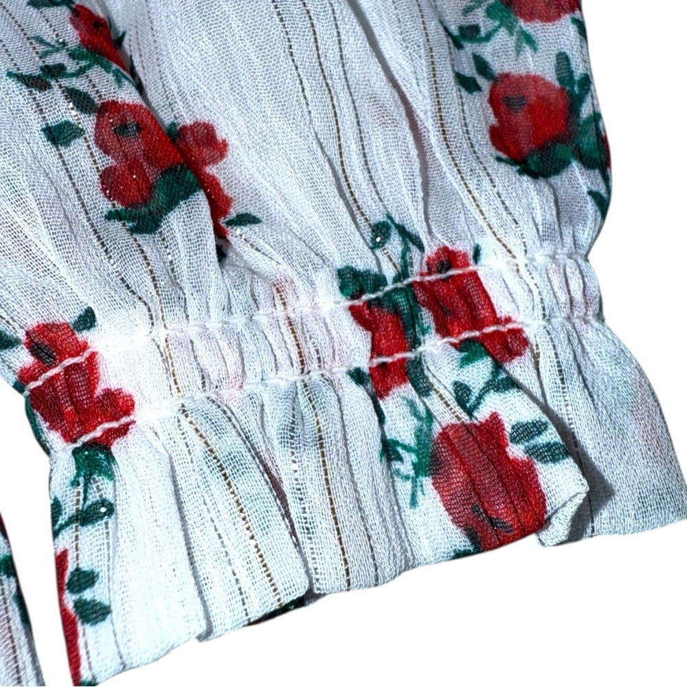 Janie and Jack 18–24 Months Floral Ruffle Blouse NWT Red Rose Top - Picture 4 of 10